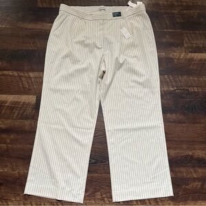 NWT Abercrombie & Fit h Sloane beige pin ultra high wide leg dress pants 36 long